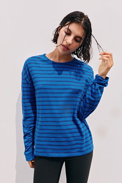 Pull & Bear Çizgili uzun kollu oversize tişört
