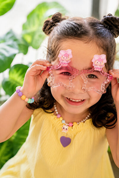 RİVER ACCESSORİES Kız Çocuk Figürlü Gözlük ve Boncuklu Kolye Seti – Karışık M...