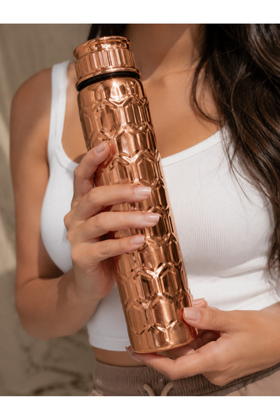 gulflower nude Bakır Matara 700 ML | Kalaylı | Spor & Yoga kamp piknik koşu için sağlıklı
