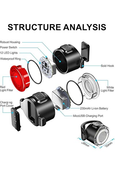 AZONEE 2 Pack Bike Tail Light, IP65 Waterproof & Drop Resistant Bike Rear Lig...