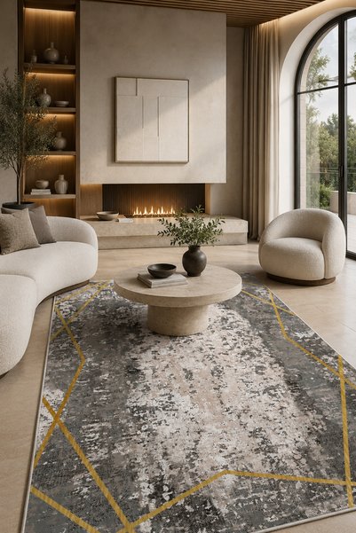 AŞİYAN HOME Lüks Salon Halısı Makinede Yıkanabilir Kaymaz Taban Halı