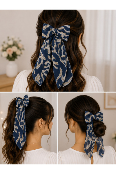 Bymiel Long Tail Bow Hair Clip – Chiffon Fabric Tie-Back Hair Clip