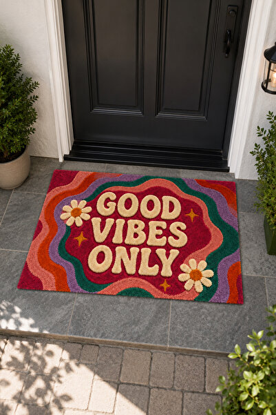 Zetahalı سجادة باب زخرفية من Good Vibes Only Boho Retro