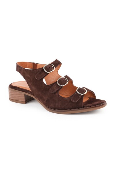 Libero Women's Sandals Daily Suede Short Heeled Multi-Strap Buckle Sling-Back...
