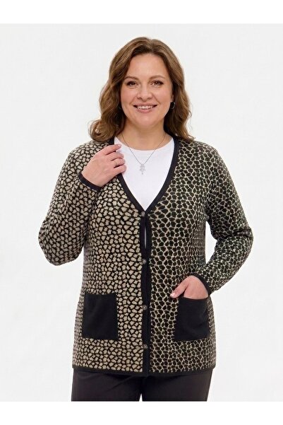 onno style women Steel Knit Classic Leopard Pattern Tricot Jacket