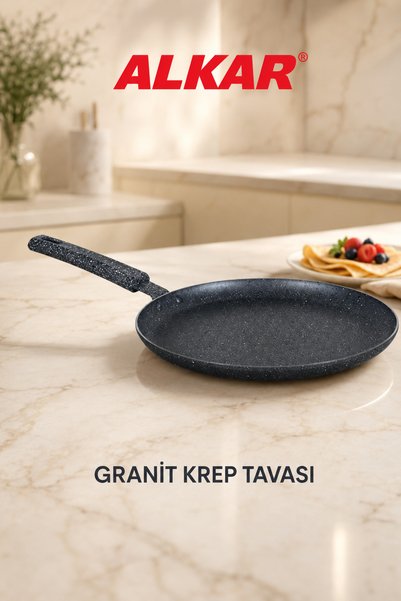 Alkar Granite Crepe Pan 24 cm Non-Stick Surface Pan for Pancakes, Crepes and Omelettes