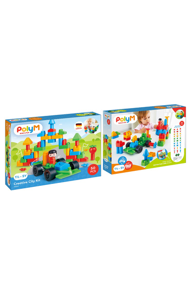 PolyM City building Top Bottom Set , 50 elements, recyclable polyethylene, 18m+
