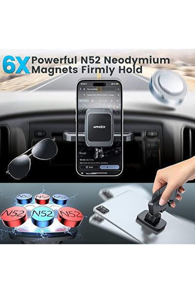 APPS2Car حامل هاتف مغناطيسي عالمي للسيارة يثبت في فتحة الأقراص المدمجة، قابل ...