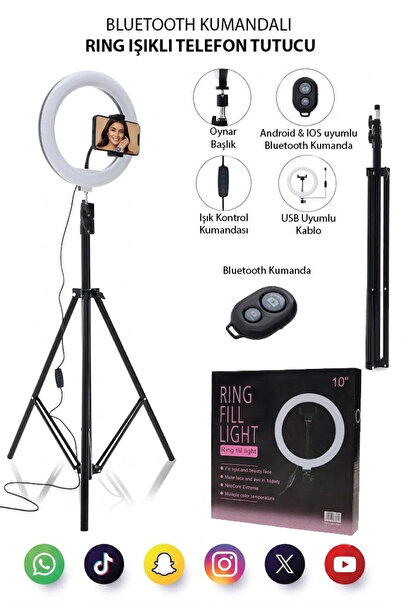 GenZ Bilişim Işıklı Bluetooth Kumandalı Tripod Youtube, Fotoğraf, Video Çekim...