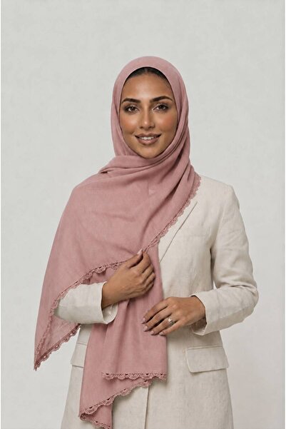 Veil Designer طرحة تركي بشغل اويه تطريز علي ثلاثة اطراف بقماش بوال ياباني الم...