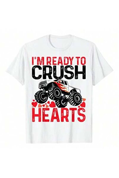 45 BPM I'm Ready To Crush Hearts Monster Truck Valentines Day T-Shirt, 220g P...