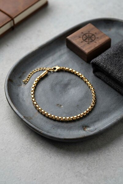 norsary 316L Steel Gold Color Box Chain Men's Bracelet