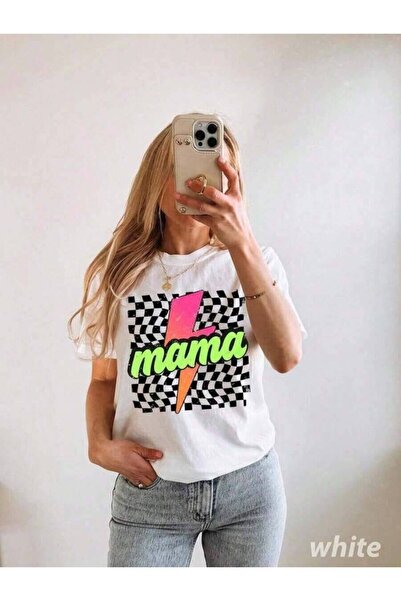 Astogria13 TaggedThreads Retro Mothers Day Neon Checkered Mama Lightning Gift...