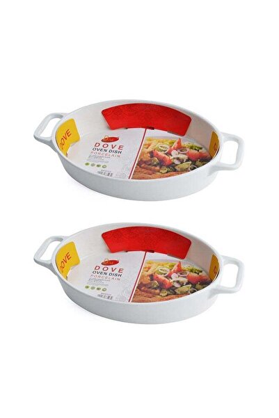 Dove 2-Piece Oval Porcelain Baking Dish With Handles 12 Inch 30.6x16.5x5.3CM ...