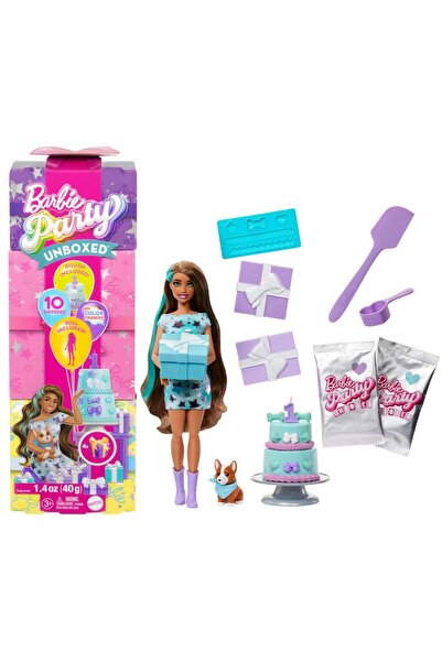 mattel Πάρτι Barbie: Αποκάλυψη Προϊόντων Εκτός Συσκευασίας - Μελαχρινή - JFG72