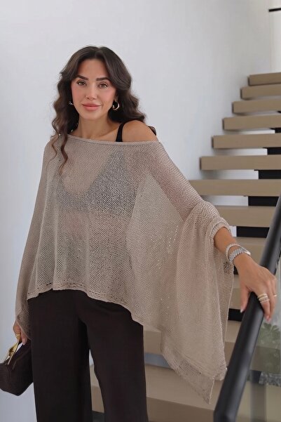 Noi Belis بلوزة تريكو بياقة كاياك كبيرة الحجم SS26BZ0197