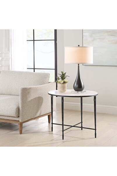 UTTERMOST ROSHN 71 W x 58.5 H x 61 D Black Oval End Table