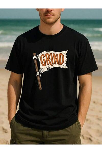 29CUN "GRIND" Retro Flag Motivational Urban Style Summer Tee, Crew Neck Shirt...
