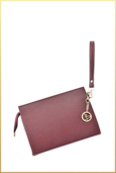 Biess Τσάντα Clutch Portfolio (με δώρο διακοσμητικό στοιχείο) - Βουργουνδίας