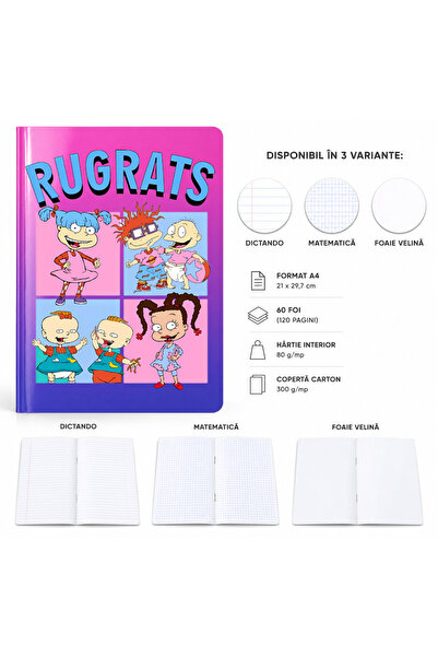 Ingift Caiet A4 Personalizat Rugrats – 60 Foi, Matematica