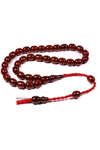 TESBİHKENTİ Antiqued Amber Prayer Beads with Beautifully Crafted Faceted Design