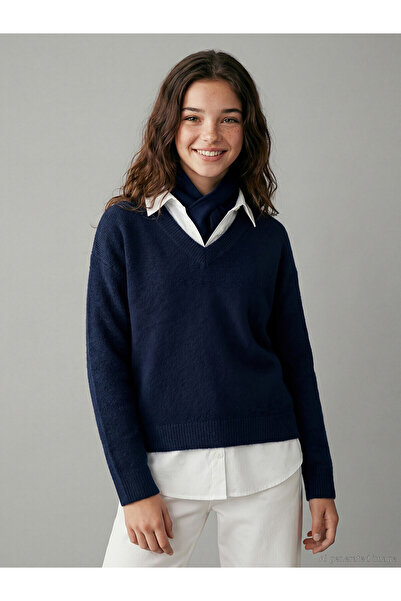 LC Waikiki Two Mt Shop Quality Shirt Collar Girls' Knitwear Sweater