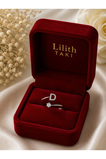 Lilith Takı Letter D Zircon Stone Adjustable Silver Color Ring |   Minimal Le...