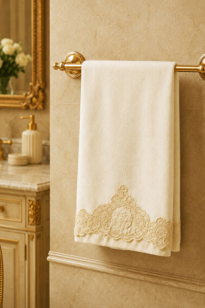 iselahome Belinza Laced Cotton Dowry Hand Towel 50X90 cm