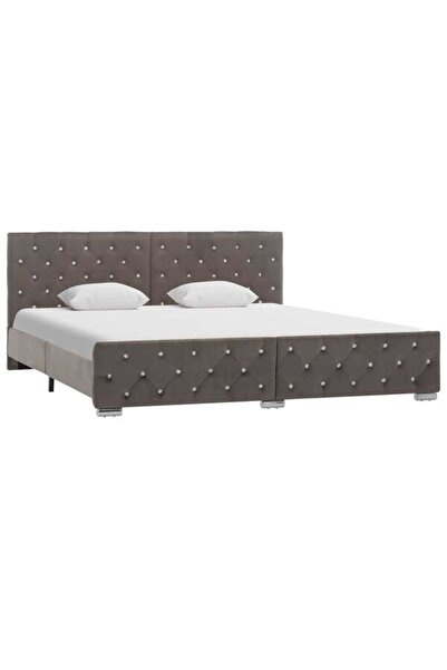 vidaxl Cadru de pat, gri, 180 x 200 cm, catifea