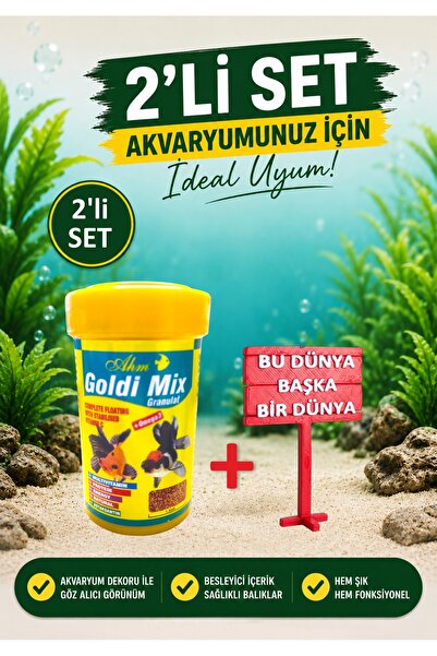 Ahm 2'li Set Akvaryum Yazı Levhası Dekoru (Bu Dünya Başka Bir Dünya) ve Guppy...