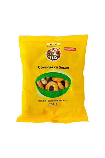 SOLARIS Covrigei din făină integrală cu susan, 100 g – Gustare crocantă, de p...