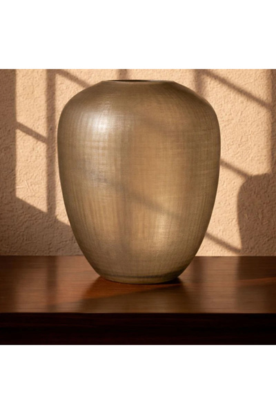 Generic Brand Gc-24/741 Glass Vase with Patterns - 44.5X32 cm - Light Smoke