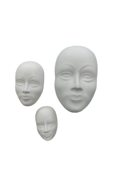 OEM Plaster figurine set for painting, Masks x 3, ~8/5 cm