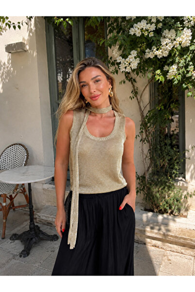 OTTO STORE Gold Şal Detaylı Triko Atlet