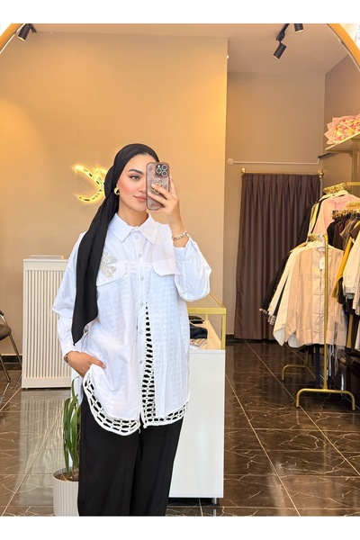 Gizem Karademir Boutique İçi File Detaylı Gömlek