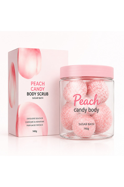 Generic Brand Peach Soft Candy Body Scrub Exfoliant pentru Corp 140 g