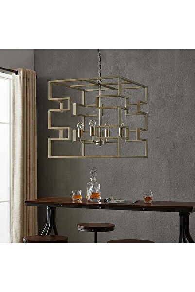 Crestview Collection مصباح معلق بتصميم صندوق نحاسي مطلي بورق الذهب