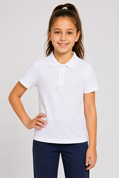 caddekids Girls' Short Sleeve Polo Collar T-Shirt School T-Shirt Cotton Casua...