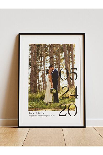 esnipix Kişiye Özel Fotoğraflı Tarih Poster | Modern Çift Poster | Yıldönümü,...
