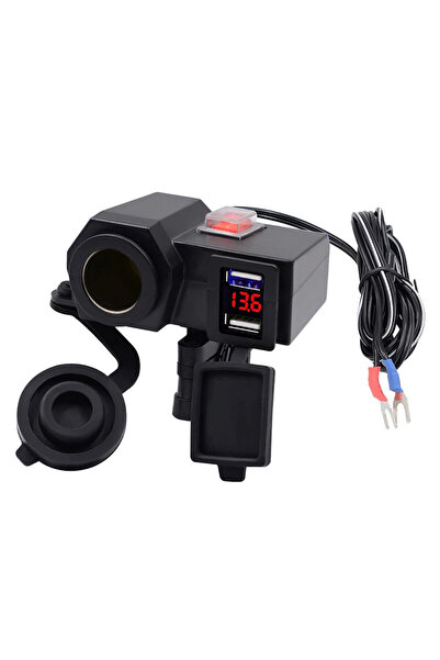 OEM Φορτιστής μοτοσυκλέτας usb x 2 βολτόμετρο και αναπτήρας 3 σε 1 12V