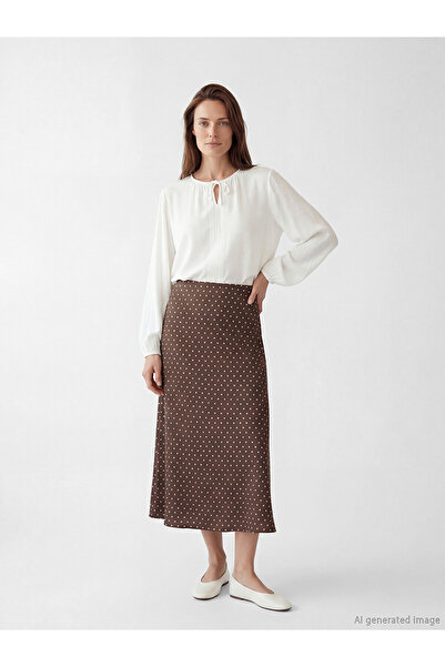 LC Waikiki Brown Polka Dot Skirt with Elastic Waist