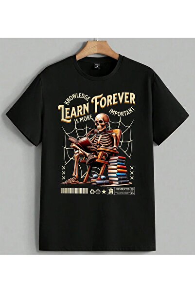 ELFERA I Learned Skull Learn Forever T-shirt majica sa štampanjem, unisex, ve...