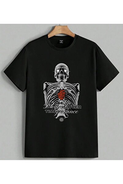 ELFERA Μπλουζάκι Unisex Oversize με στάμπα Skull Heart Star Uyanis, Μαύρο