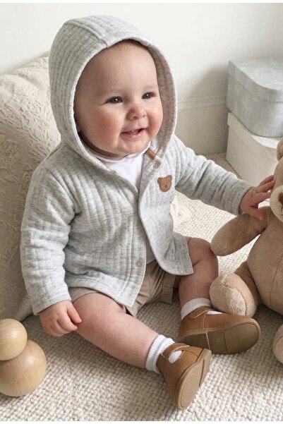 PARK BEBE Baby Muslin Cardigan Hooded Snap-Buttoned 4-Layer Muslin Jacket Cut...