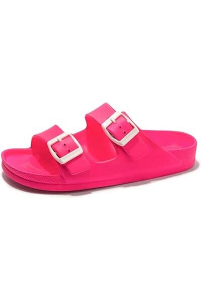 FUNKYMONKEY Women's Comfort Slides Double Buckle Adjustable EVA Flat Sandals ...