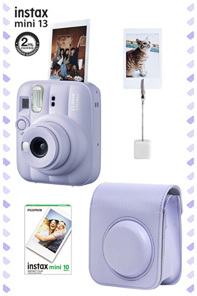 Fujifilm Instax Mini 13 Dreamy Purple Fotoğraf Makinesi Deri Çanta Kıskaç ve ...