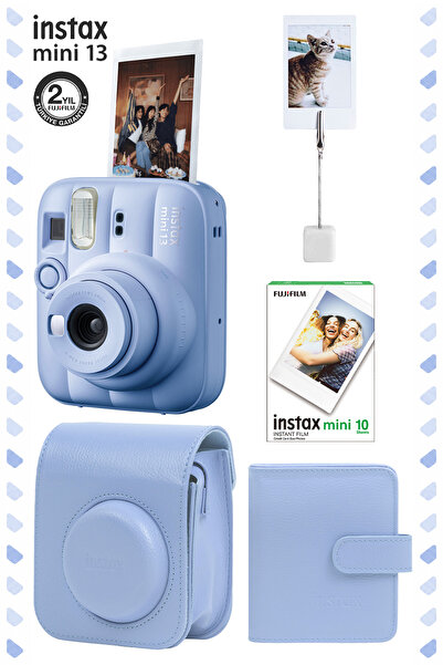 Fujifilm Instax Mini 13 Frost Blue Fotoğraf Makinesi Deri Çanta Albüm Kıskaç ...