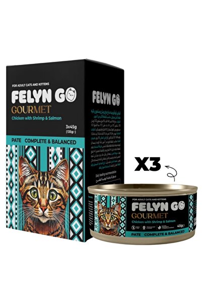 FelineGo فيلاين قو باتيه دجاج بالجمبري والسلمون اكل رطب للقطط | 3×45 جم