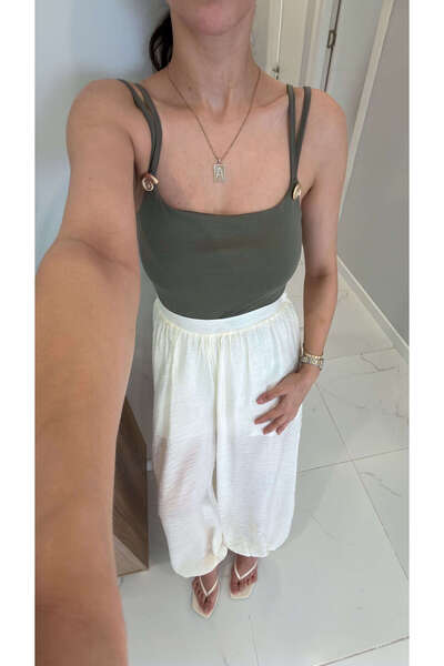 BİRCANÇİL Urta Haki Toka Detaylı Bodysuit