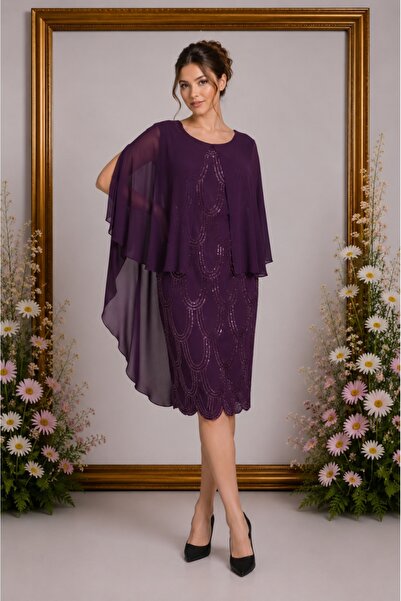 OEM Rochie rafinata Aubree ,nuanta de moc cu aplicatii de strasuri